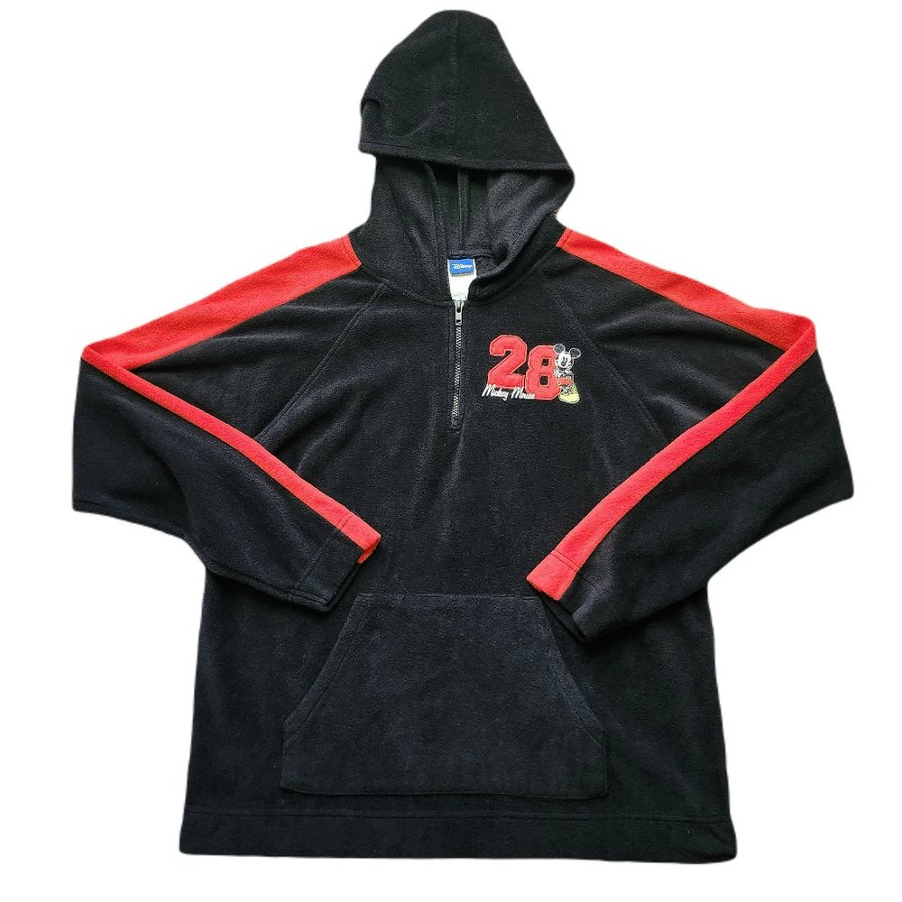 Disney Mickey Mouse 28 Black Hoodie with Red Stripes on Sleeve Men's Size Large